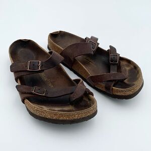Birkenstock Mayari style brown leather shoes, women’s size 39